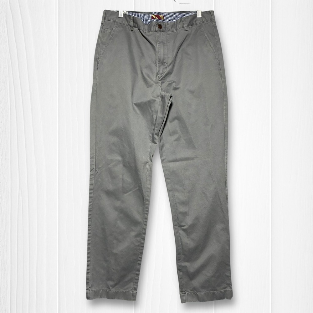 Brooks Brothers 1818 Grey Cotton Chino Pants Flat Front‎ Trousers Men's 36x32